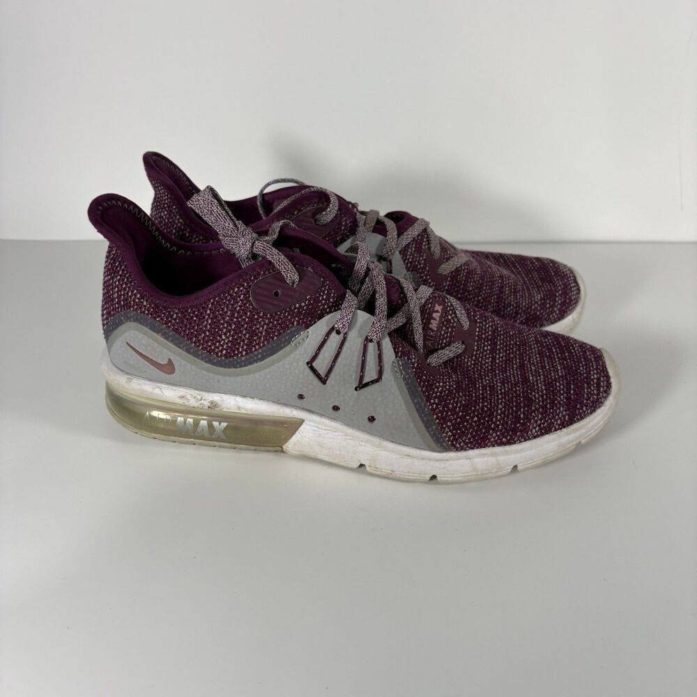 Nike Womens Air Max Sequent 3 908993-606 Maroon Running Shoes Sneakers Size 9